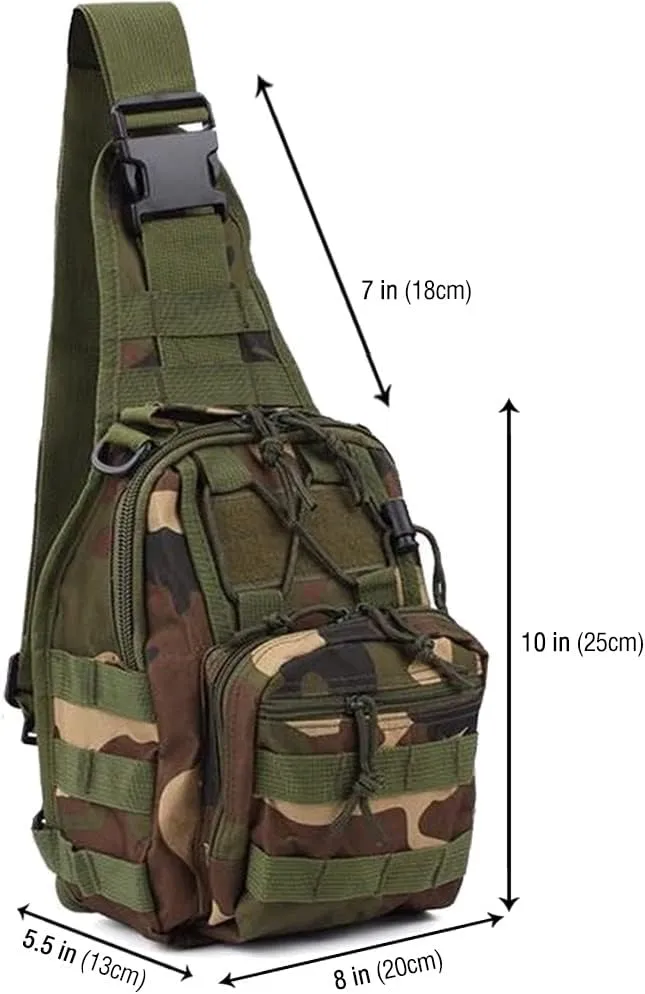 EcoGear FX Tactical Shoulder Bag - EDC Military Molle Backpack Bag Perfect as a Range Pack for Every Day Carry (Jungle Camo)