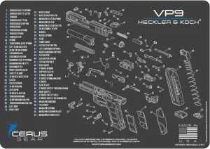 EDOG Heckler & Koch VP9 Cerus Gear Schematic (Exploded View) Heavy Duty Pistol Cleaning 12x17 Padded Gun-Work Surface Protector Mats Solvent & Oil Resistant