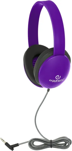 Egghead Heavy-Duty Kids Headphone with Tri-Shield Chew-Resistant Cord, Adjustable Headband, Padded Ear Cushions, and Storage Bag, Pack of 10