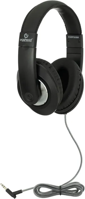 Egghead® Premium Over-Ear School Testing & Multimedia Headphone with Leatherette Cushions, Adjustable Headband, Tangle-Resistant Tri-Shield Cord, 3.5mm Plug, and 3-Year Warranty
