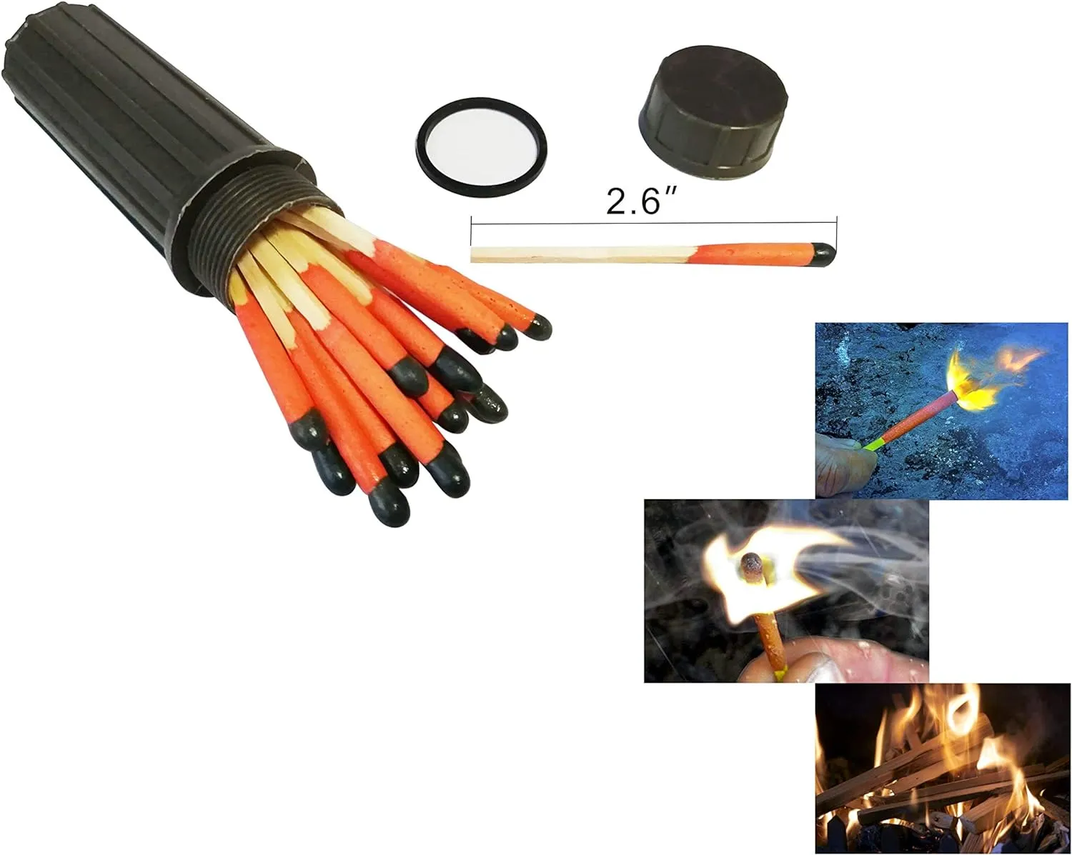 Emergency Fire Starter Magnesium 6 Bags Waterproof Windproof Weatherproof Matches Ferro Rod Camping Hiking Bushcraft Bug Out Bag Backpacking Gear Outdoor Survival Preppers