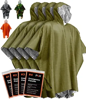 Emergency Poncho & Mylar Blanket Liner - Waterproof Rain Poncho