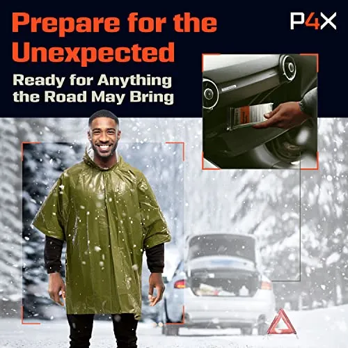 Emergency Poncho & Mylar Blanket Liner - Waterproof Rain Poncho