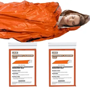 Emergency Sleeping Bags (2-Pack) Survival Sleeping Bag - Portable Thermal Sleeping Bags Bivy Sack, Mylar Emergency Blanket Survival Gear
