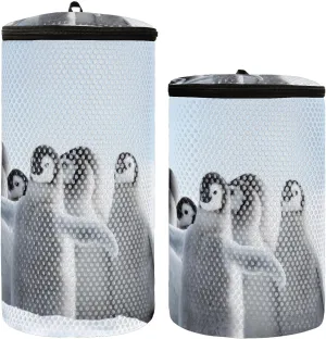 Emperor Penguins Chicks Shoe Washing Bag, 2 Pack Honeycomb Mesh Shoe Cleaning Laundry Bag with Zipper for Sneakers, Running Shoes, Sock, Bras