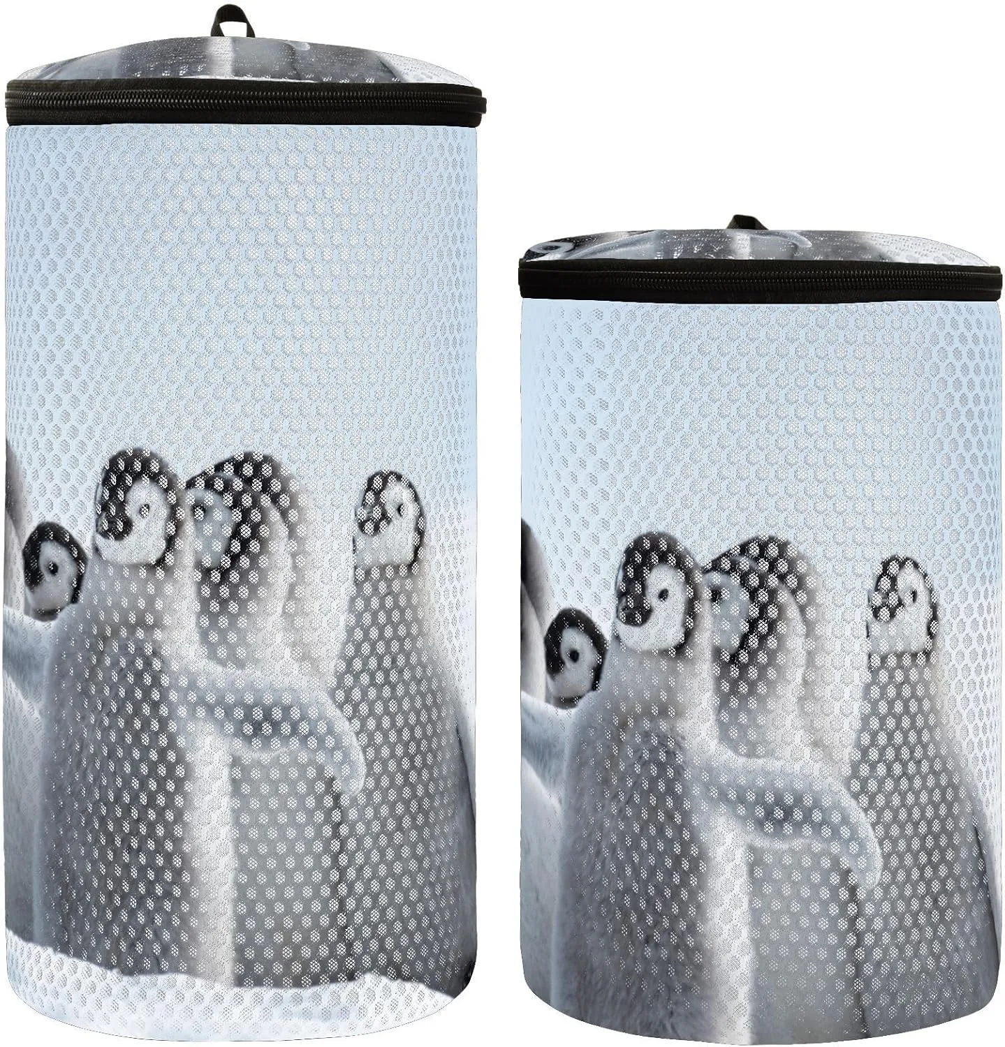 Emperor Penguins Chicks Shoe Washing Bag, 2 Pack Honeycomb Mesh Shoe Cleaning Laundry Bag with Zipper for Sneakers, Running Shoes, Sock, Bras
