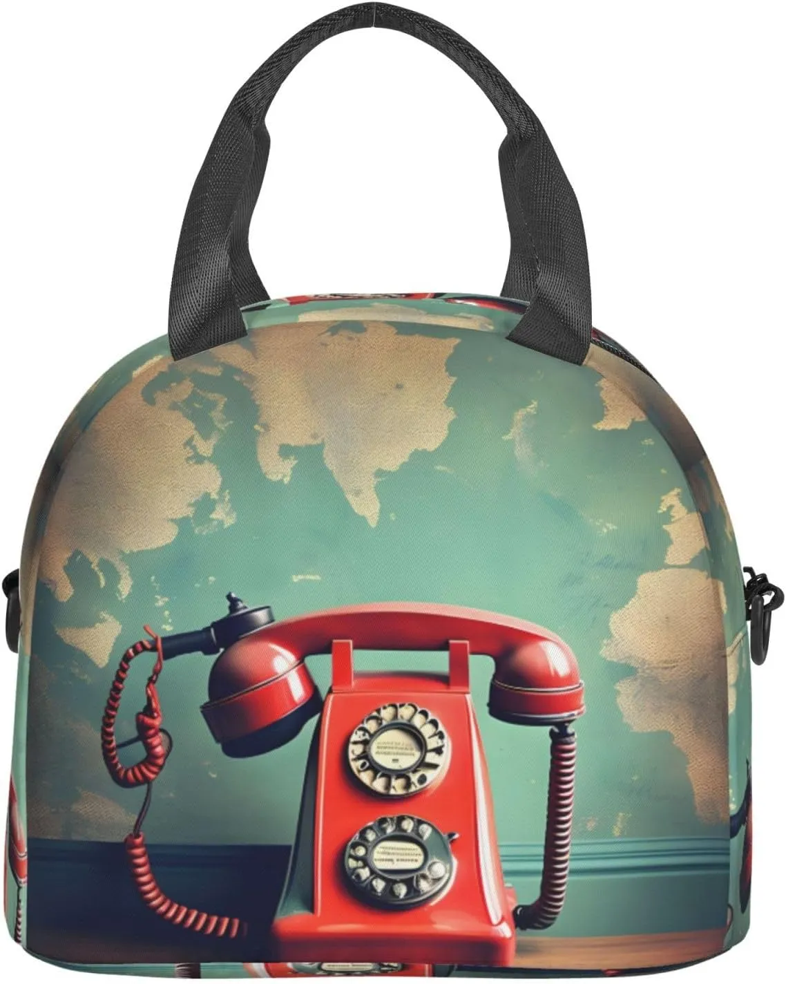 England Uk Retro London Telephone Print Crossbody Insulated Lunch Bags For Women Men Cooler Bag Lightweight Waterproof Lunch Box