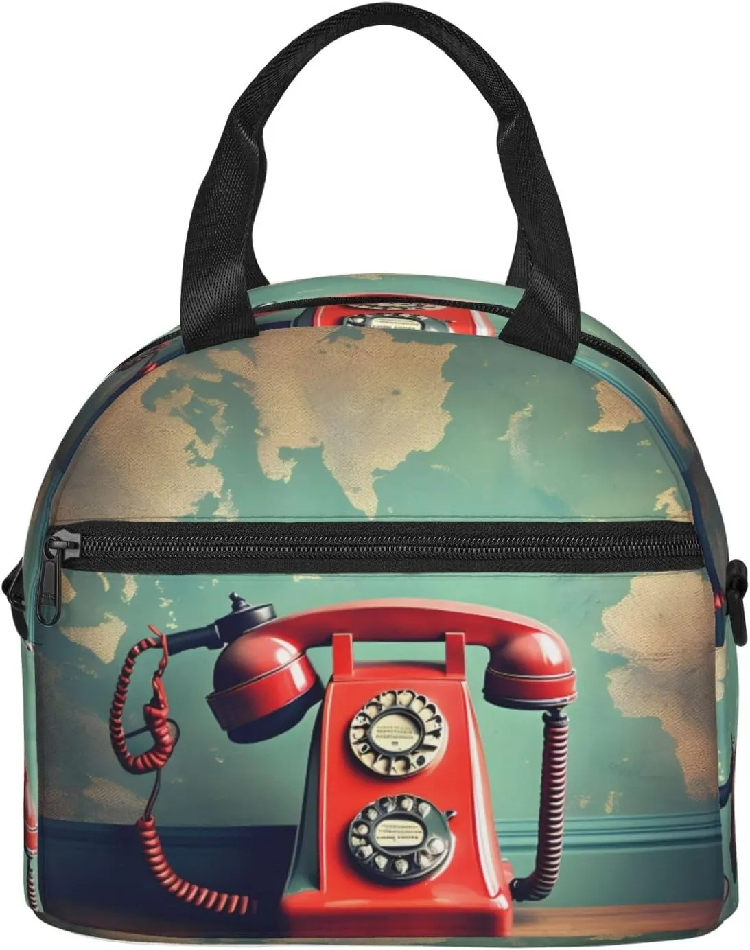 England Uk Retro London Telephone Print Crossbody Insulated Lunch Bags For Women Men Cooler Bag Lightweight Waterproof Lunch Box