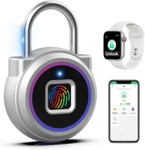 Eseesmart Fingerprint Padlock, Locker Bluetooth, Mobile APP, Smart Padlock with Keyless Biometric, Water Resistant, Suitable for Gym, School, Luggage Bags, Locker and Storage