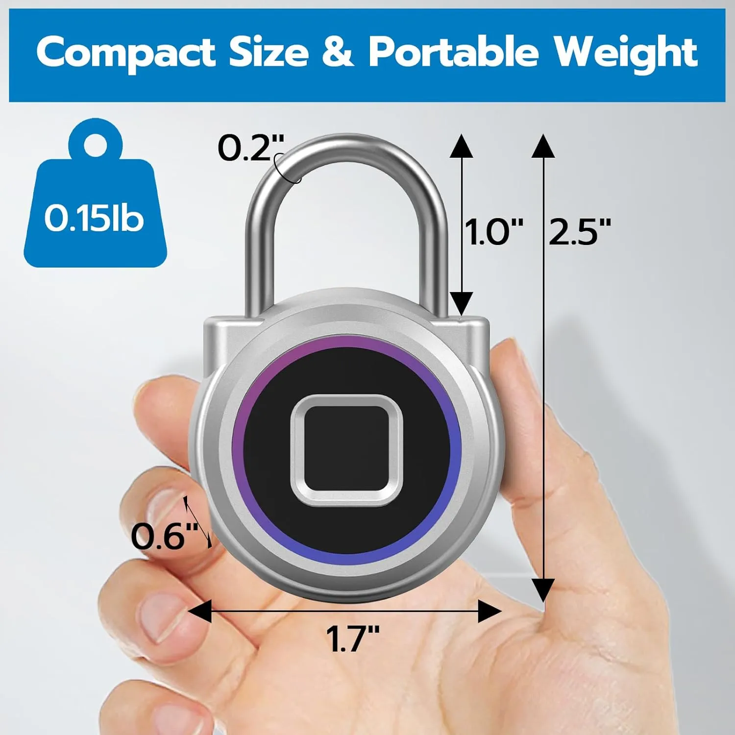 Eseesmart Fingerprint Padlock, Locker Bluetooth, Mobile APP, Smart Padlock with Keyless Biometric, Water Resistant, Suitable for Gym, School, Luggage Bags, Locker and Storage