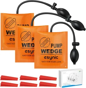 eSynic 3Pack Durable Air Wedge Bags Reliable Inflatable Shim WinBags Anti-slip Air Wedge Tools Load-bearing 300lbs/136kg Air Lifting Bags with 6 Wedges for Door Window Washing Machine Installation etc