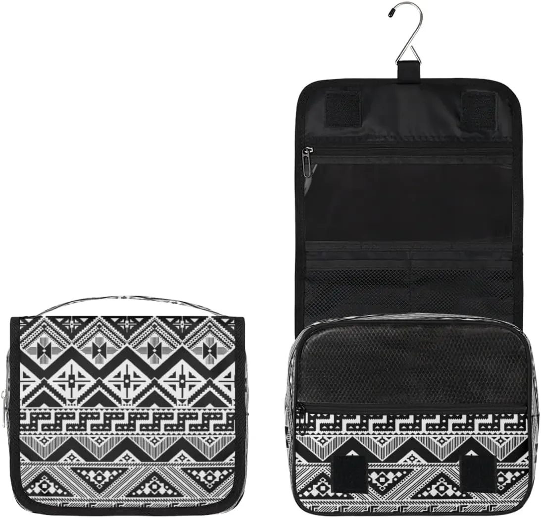 Ethnic Aztec Strip Pattern Hanging Toiletry Bag Waterproof Makeup Cosmetic Bag Travel Bag Organizer for Accessories Shampoo Full Sized Container Travel-Essentials Toiletry Bag