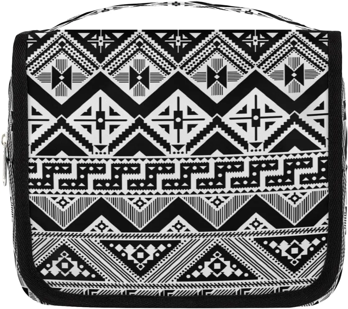 Ethnic Aztec Strip Pattern Hanging Toiletry Bag Waterproof Makeup Cosmetic Bag Travel Bag Organizer for Accessories Shampoo Full Sized Container Travel-Essentials Toiletry Bag