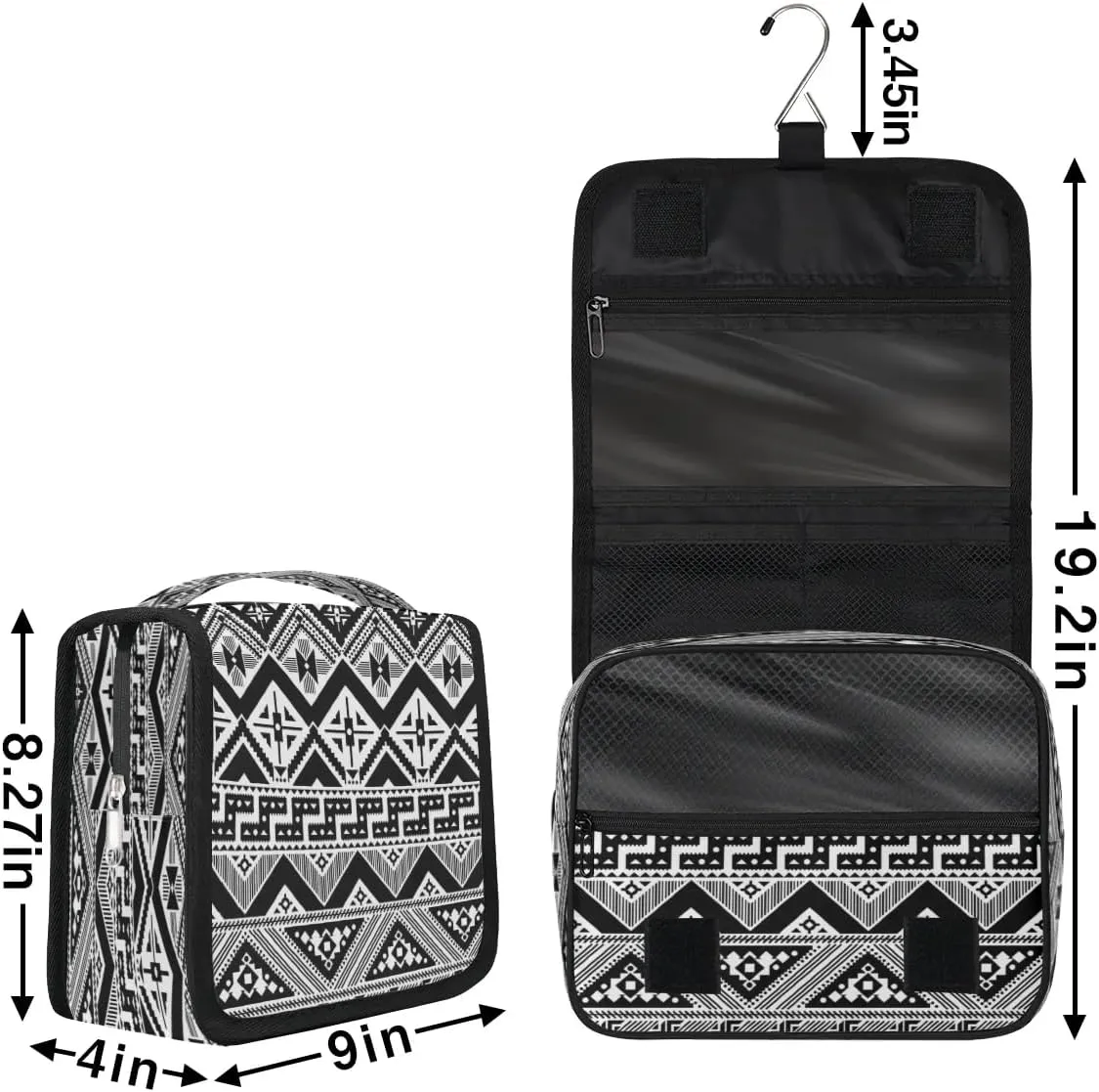 Ethnic Aztec Strip Pattern Hanging Toiletry Bag Waterproof Makeup Cosmetic Bag Travel Bag Organizer for Accessories Shampoo Full Sized Container Travel-Essentials Toiletry Bag