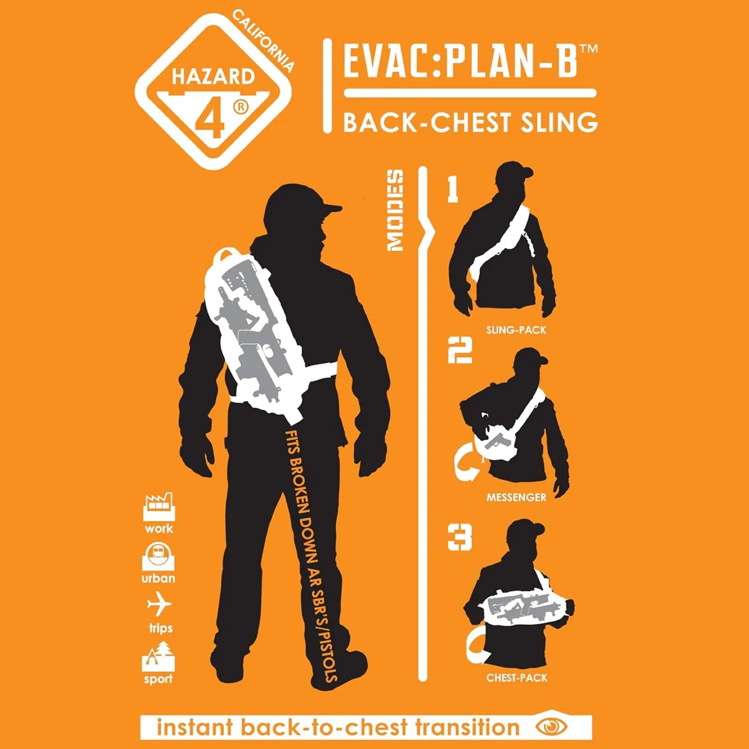 Evac Plan-B(TM) Sling Pack w/ MOLLE by Hazard 4(R) - Black