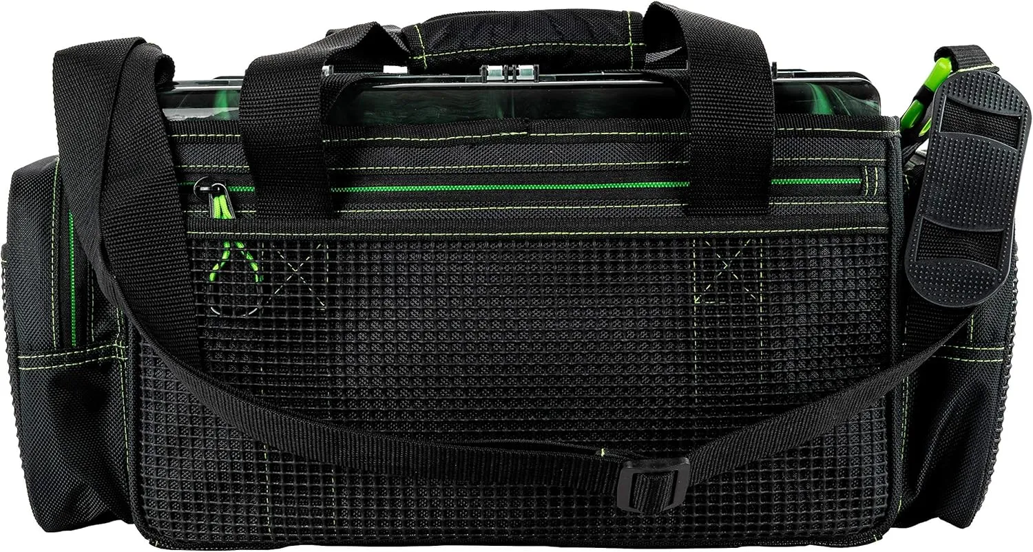 Evolution Outdoor Drift Series Topless Horizontal Tackle Bag – Outdoor Rucksack w/ 5 Fishing Tackle Trays, Padded Handle and Shoulder Strap, Plier Holster, Tackle Carrying Case