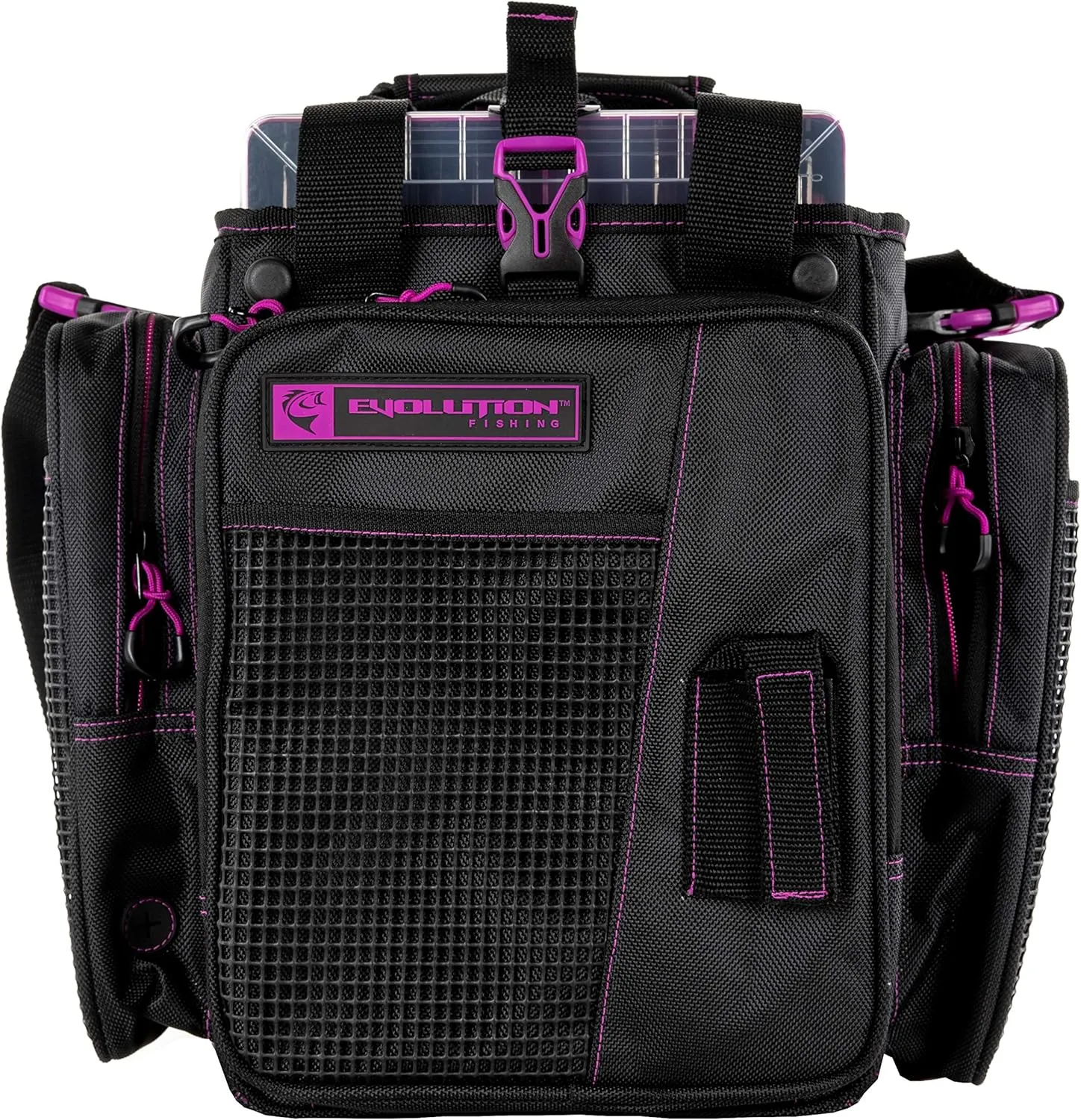 Evolution Outdoor Drift Series Topless Vertical Tackle Bag – Outdoor Rucksack w/ 5 Fishing Tackle Trays, Padded Handle and Shoulder Strap, Plier Holster, Tackle Carrying Case