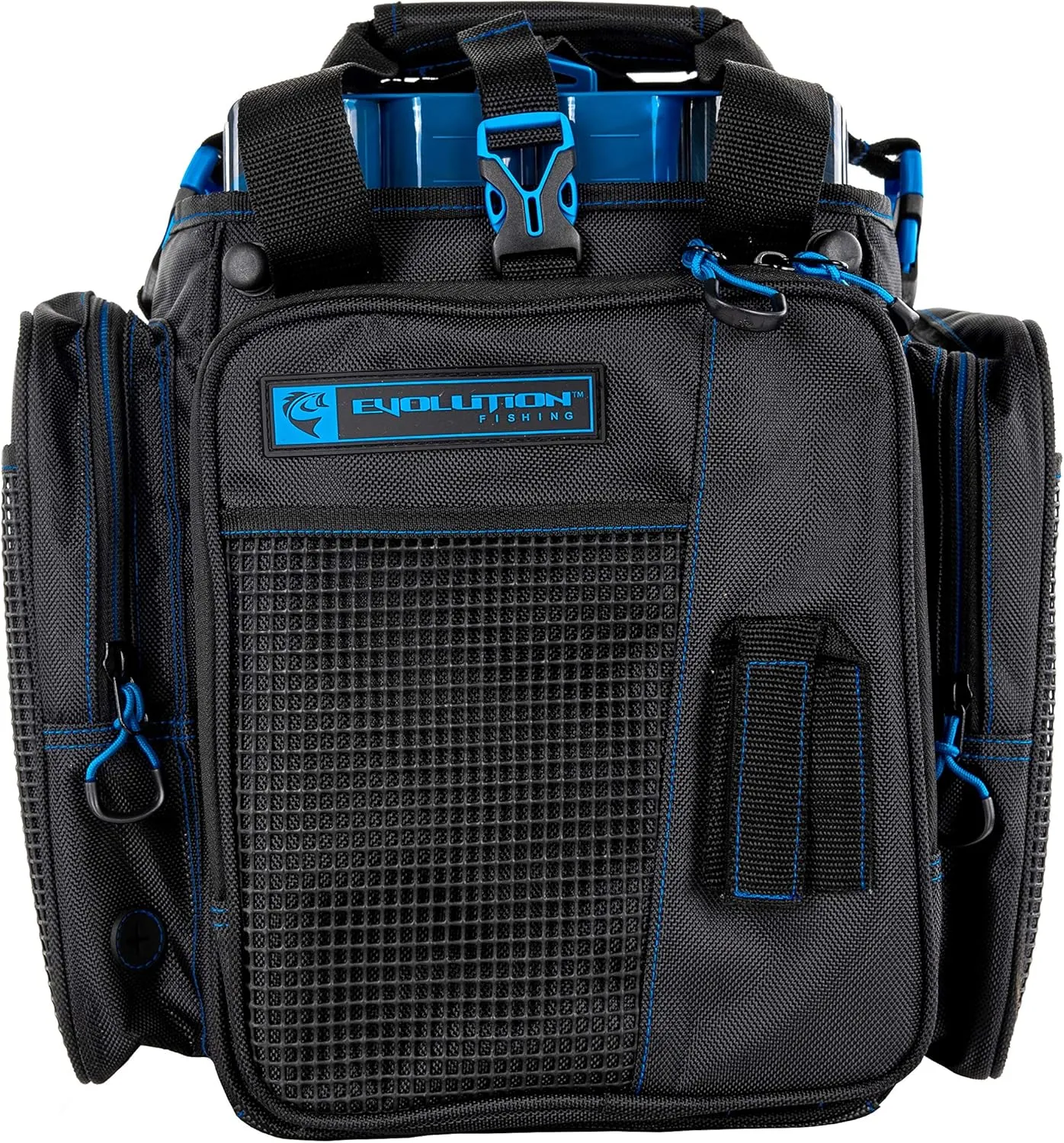 Evolution Outdoor Drift Series Topless Vertical Tackle Bag – Outdoor Rucksack w/ 5 Fishing Tackle Trays, Padded Handle and Shoulder Strap, Plier Holster, Tackle Carrying Case