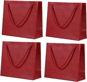 EXHUMKY 4 Pack Simplicity Paper Bag Jewelry Handbags Portable Flat Bottom Strong Rope Handles for Shopping Parties Decorations