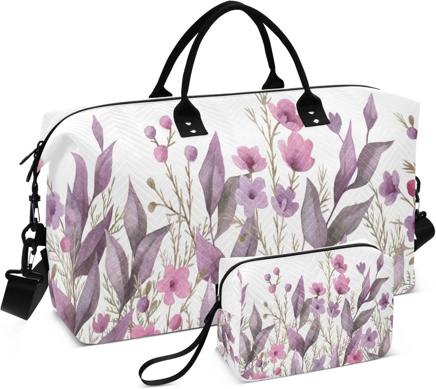 Exnundod Women Weekender Bags Botanical Wild Flowers Travel Duffel Bags Carry On Overnight Bag Large Hospital Tote Luggage