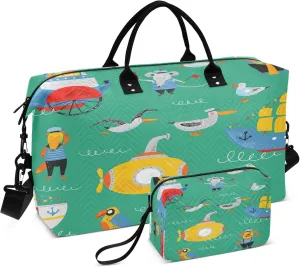 Exnundod Women Weekender Bags Cute Nautical Boat Travel Duffel Bags Carry On Overnight Bag Sea Gull Large Hospital Tote Luggage