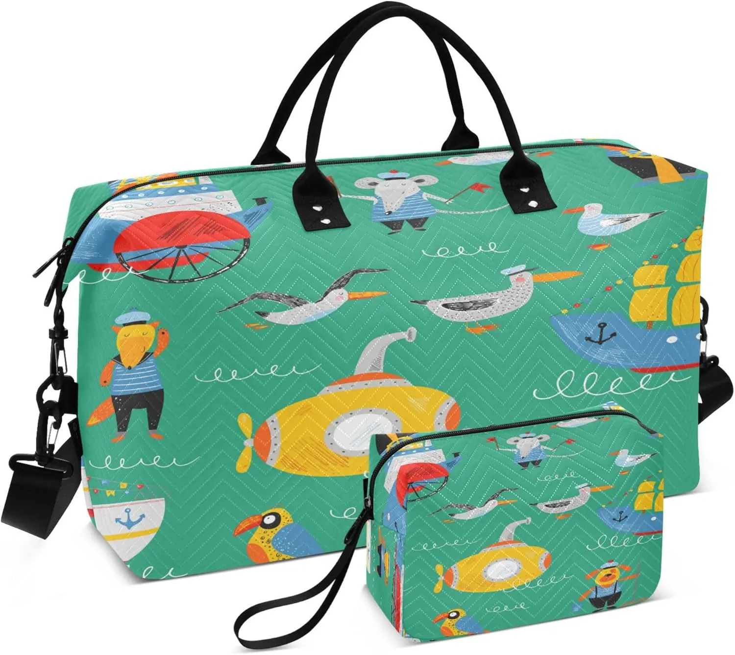 Exnundod Women Weekender Bags Cute Nautical Boat Travel Duffel Bags Carry On Overnight Bag Sea Gull Large Hospital Tote Luggage