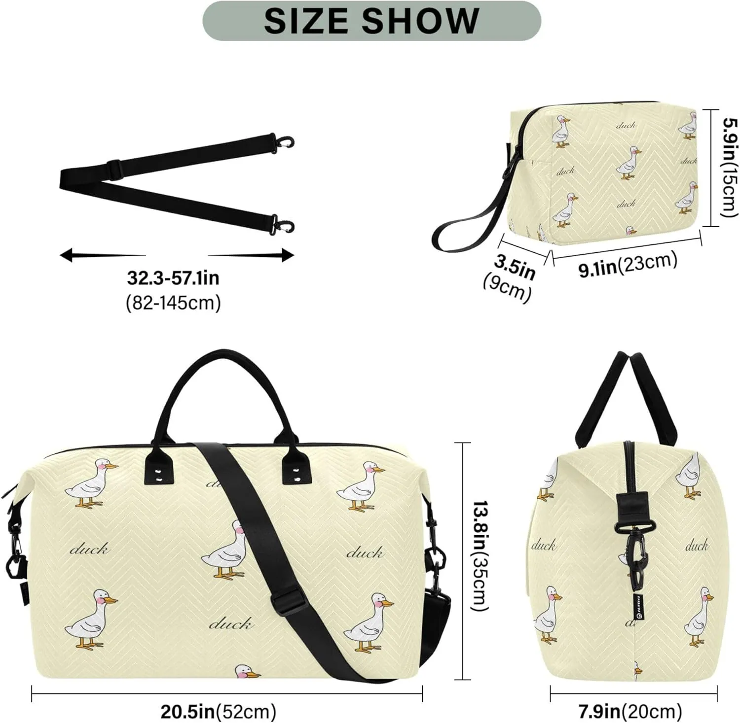 Exnundod Women Weekender Bags Duck Geese Cartoon Travel Duffel Bags Carry On Overnight Bag Large Hospital Tote Luggage