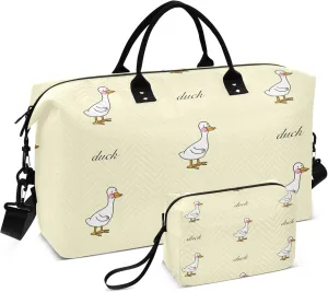 Exnundod Women Weekender Bags Duck Geese Cartoon Travel Duffel Bags Carry On Overnight Bag Large Hospital Tote Luggage