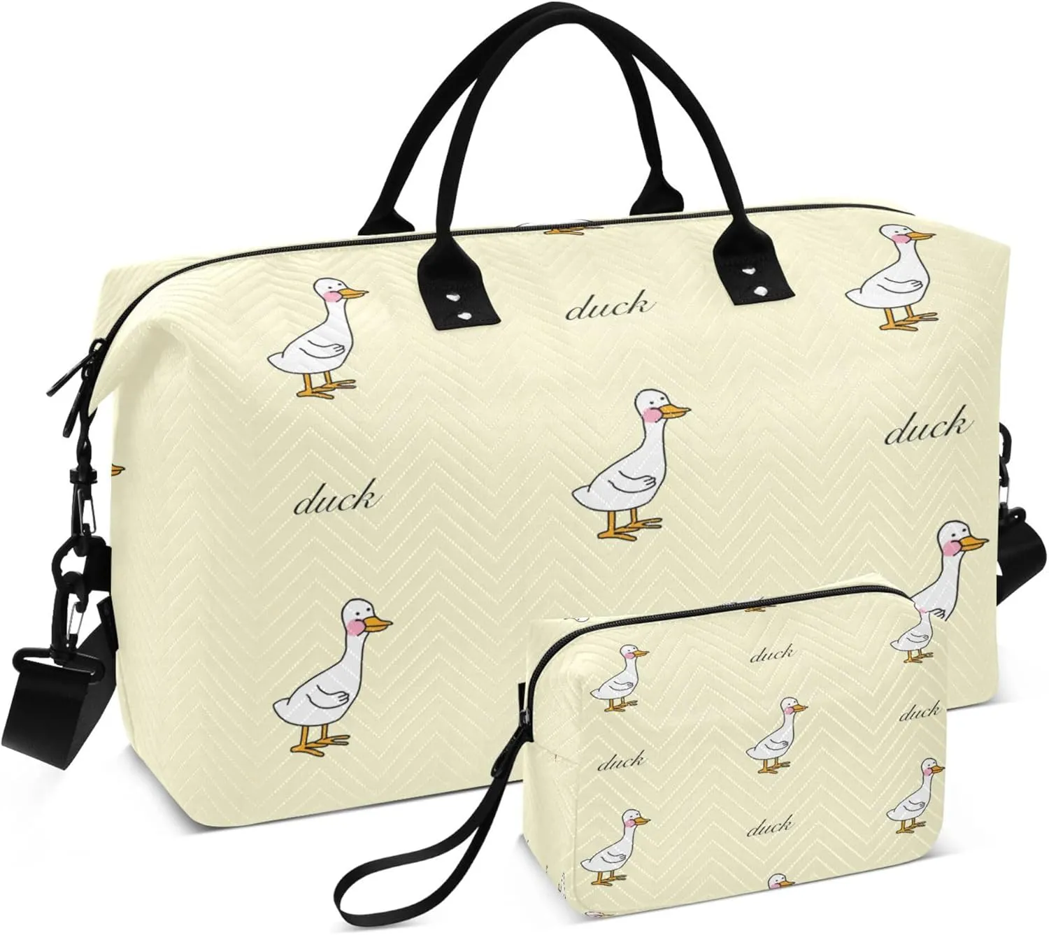 Exnundod Women Weekender Bags Duck Geese Cartoon Travel Duffel Bags Carry On Overnight Bag Large Hospital Tote Luggage