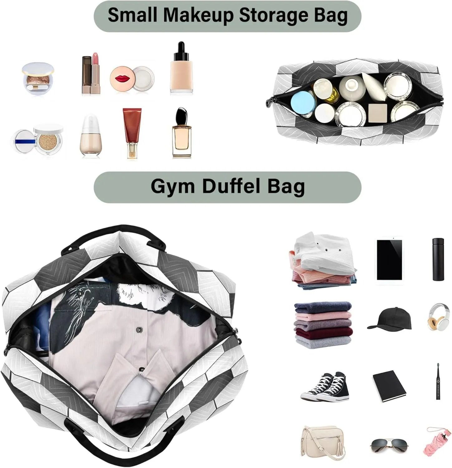 Exnundod Women Weekender Bags Seamless Hexagons Pattern Travel Duffel Bags Carry On Overnight Bag Soccer Themed Large Hospital Tote Luggage