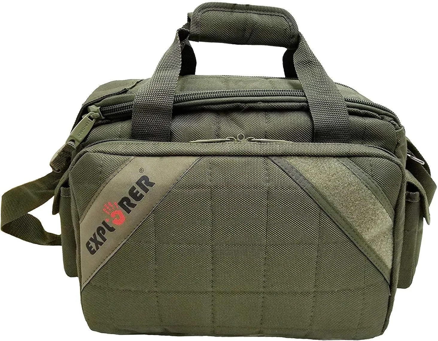 EXPLORER R1 Deluxe Tactical Padded Shooting Ammo Range Rangemaster Gear Carry Bag Pistol Hand Gun Case Green Camo Hunting Sports