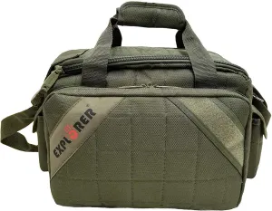 EXPLORER R1 Deluxe Tactical Padded Shooting Ammo Range Rangemaster Gear Carry Bag Pistol Hand Gun Case Green Camo Hunting Sports