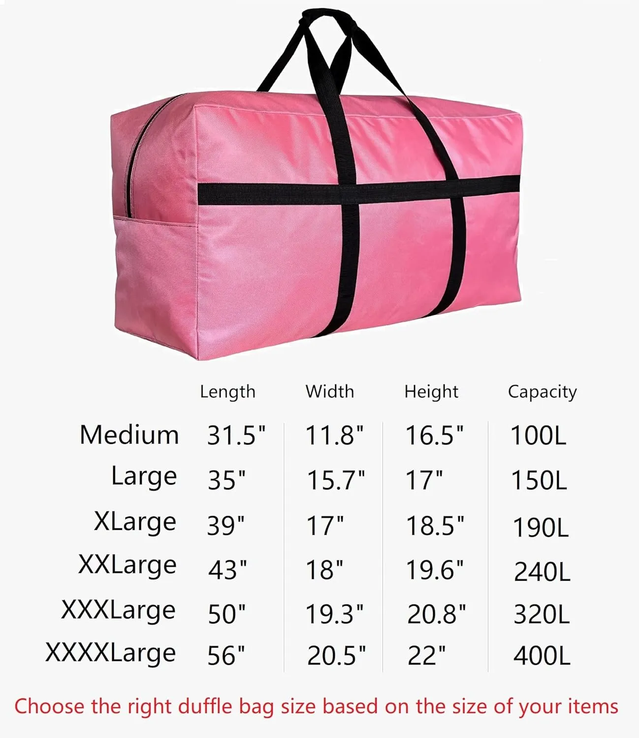 Extra Large Storage Duffle Bag for Travel, Big Foldable XL Duffle Bag for Traveling - Black