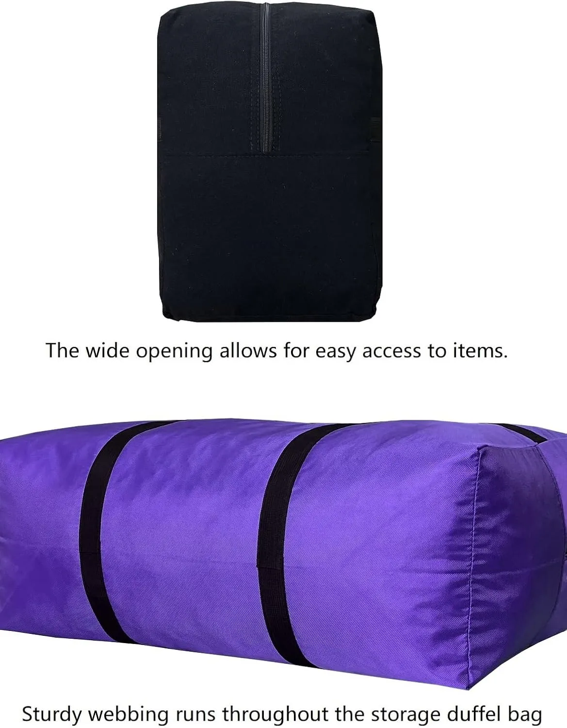 Extra Large Storage Duffle Bag for Travel, Big Foldable XL Duffle Bag for Traveling - Black