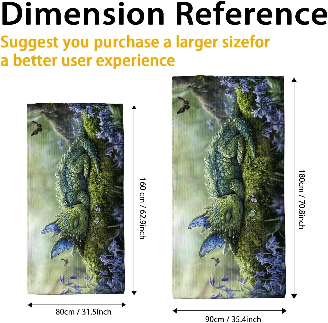 Fantasy Creature Microfiber Beach Towel Green Dragon Design Quick Dry Absorbent Soft Sand Free Oversized Lightweight Blanket Vacation Picnic Essentials 62x31 Inch