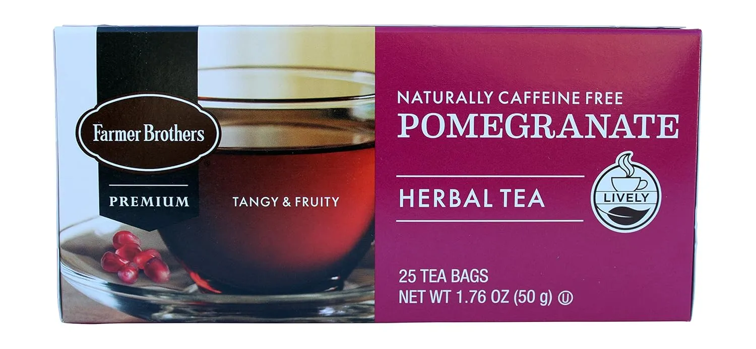 Farmer Brothers Premium Pomegranate Herbal Tea, Pack of 25 Tea Bags