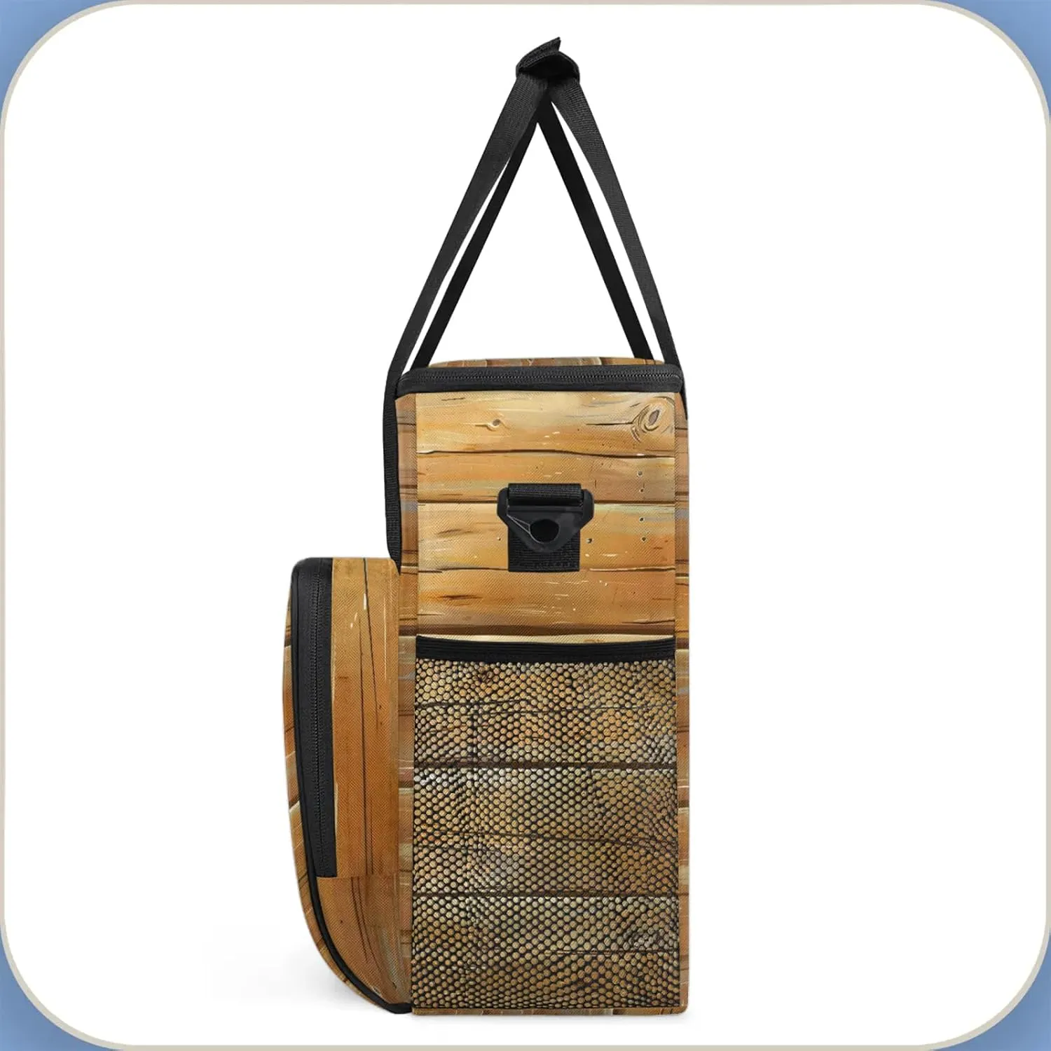 Farmhouse Country Wood Coffee Maker Carring Bag, Large Insulated Storage Organizer Case Tote Bags with Shoulder Strap for Travel Work Picnic