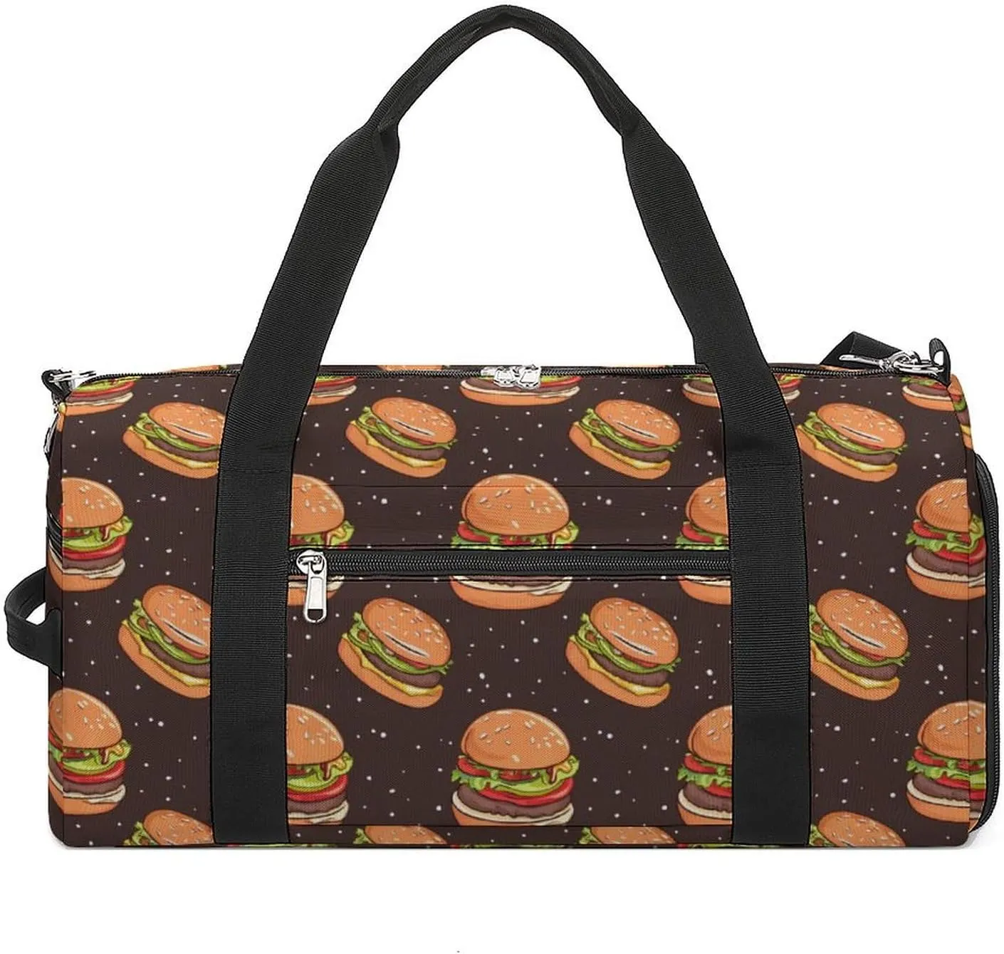 Fast Food Burgers Travel Gym Bag Sport Workout Duffel Bags with Compartments And Side Pocket