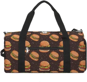 Fast Food Burgers Travel Gym Bag Sport Workout Duffel Bags with Compartments And Side Pocket