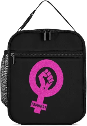 Feminist Female Power Insulated Lunch Bag Leakproof Insulated Cooler Bag with Handbags Side Pocket for Adults