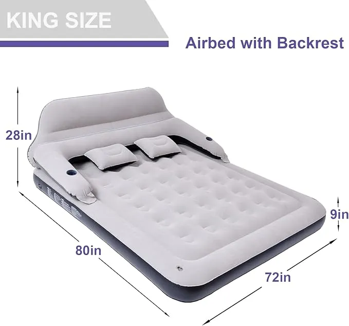 filosofi King Size Inflatable Air Mattress Sofa Bed for Camping with Adjustable Back Sofa