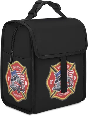 Firefighting Truck Fashion Insulated Cooler Bag Portable Waterproof Lunch Box Adjustable Handbag Meal Tote with Handle