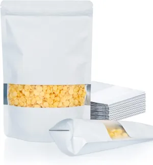 FireKylin 100 Pack Smell Proof Bags 4.7" x 7.9", Resealable Bags with Matte Window, Foil Pouch Stand Up Sealable Bags for Packaging（White）