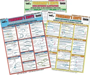 Fishermen's Knot Tying Set #1-3 - Waterproof Guide to 54 Essential Fishing Knots | Portable & Built to Last | Double-Sided & Easy to Read Diagrams