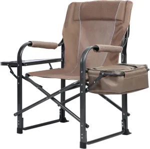 Fishing Chair, Folding Camping Chair with Cup Holder and Insulated Cooler Bag for Ice Fishing, Lawn, Patio, Garden