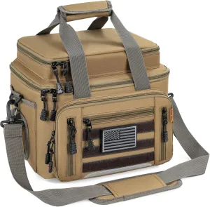 Fishing Tackle Bag, Water-resistant Fishing Gear Bag for Saltwater & Freshwater, Large Soft Tackle Box with Padded Shoulder Strap & Handle & Non-Slip Base Kahki (Tray Not Included)