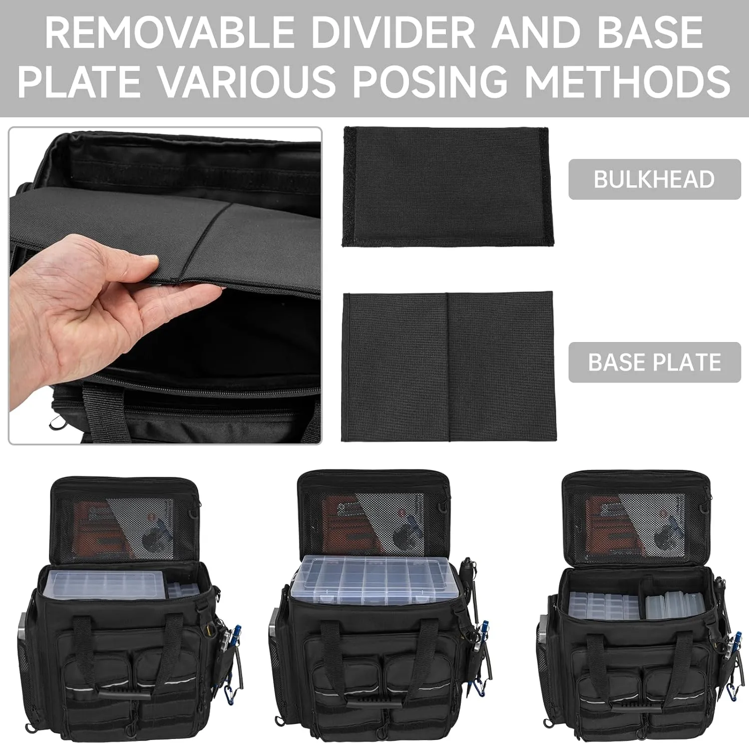 Fishing Tackle Bags Fishing Gear Storage Bag for Saltwater or Freshwater Fishing - Black - Medium - Flag