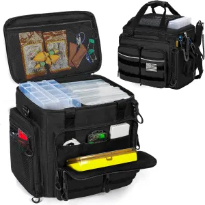 Fishing Tackle Bags Fishing Gear Storage Bag for Saltwater or Freshwater Fishing - Black - Medium - Flag