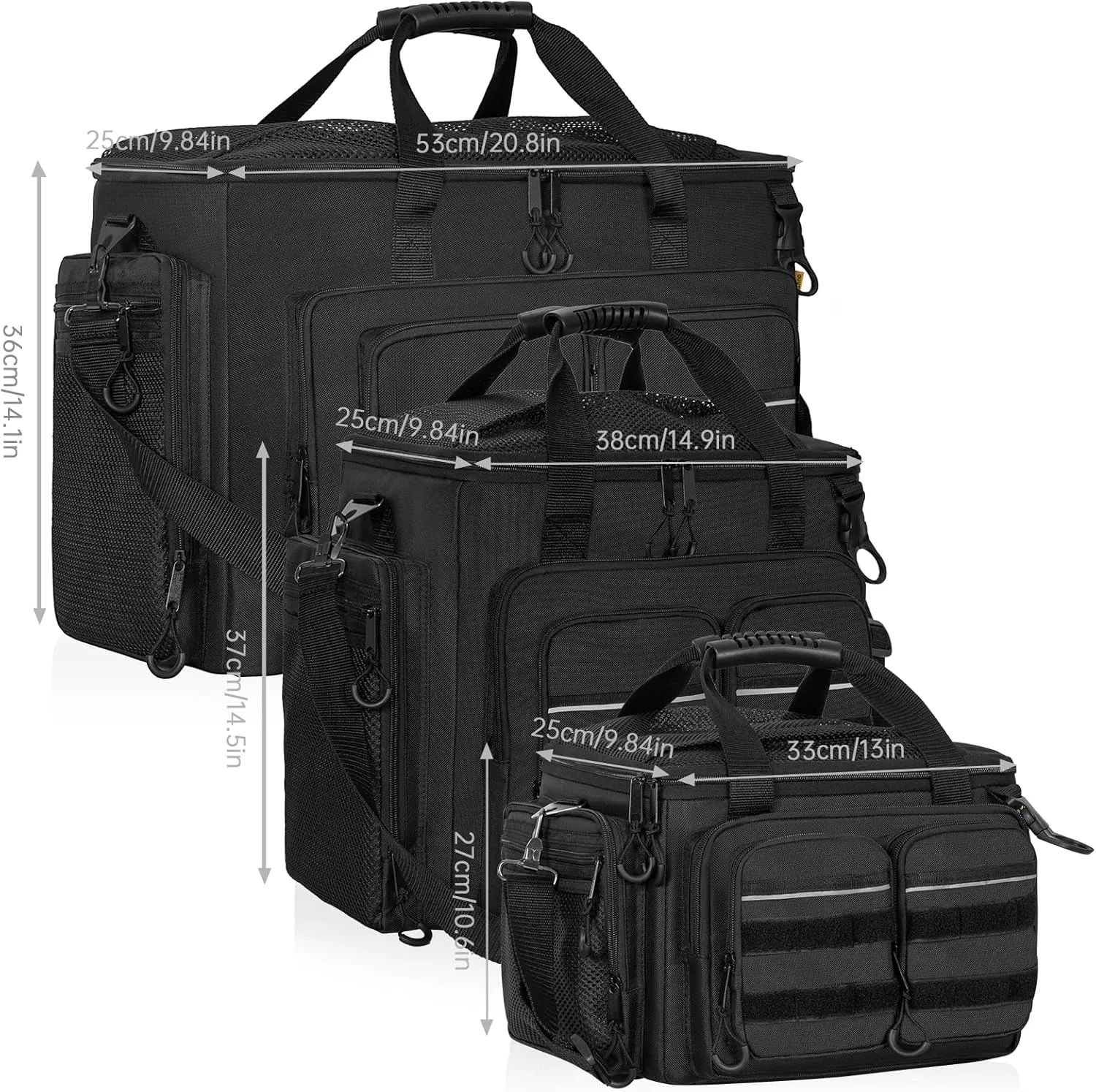 Fishing Tackle Bags Fishing Gear Storage Bag for Saltwater or Freshwater Fishing - Black - Medium - Flag