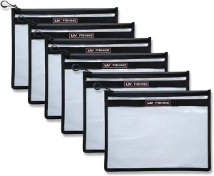 Fishing Tackle Storage Bags - Clear, 6 Pack | Zip Bags for Organizing Baits and Tackle. Extremely Durabality. Holds 30  bags of baits. (10x12in, 6, Piece)
